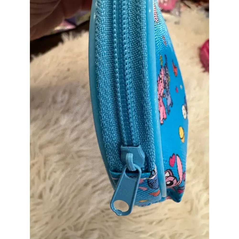 Stitch and Angel  make up bag pencil case zipper blue cute